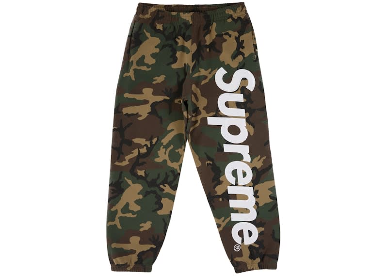 Supreme Satin Applique Sweatpant (SS26) Woodland Camo – LEGACY