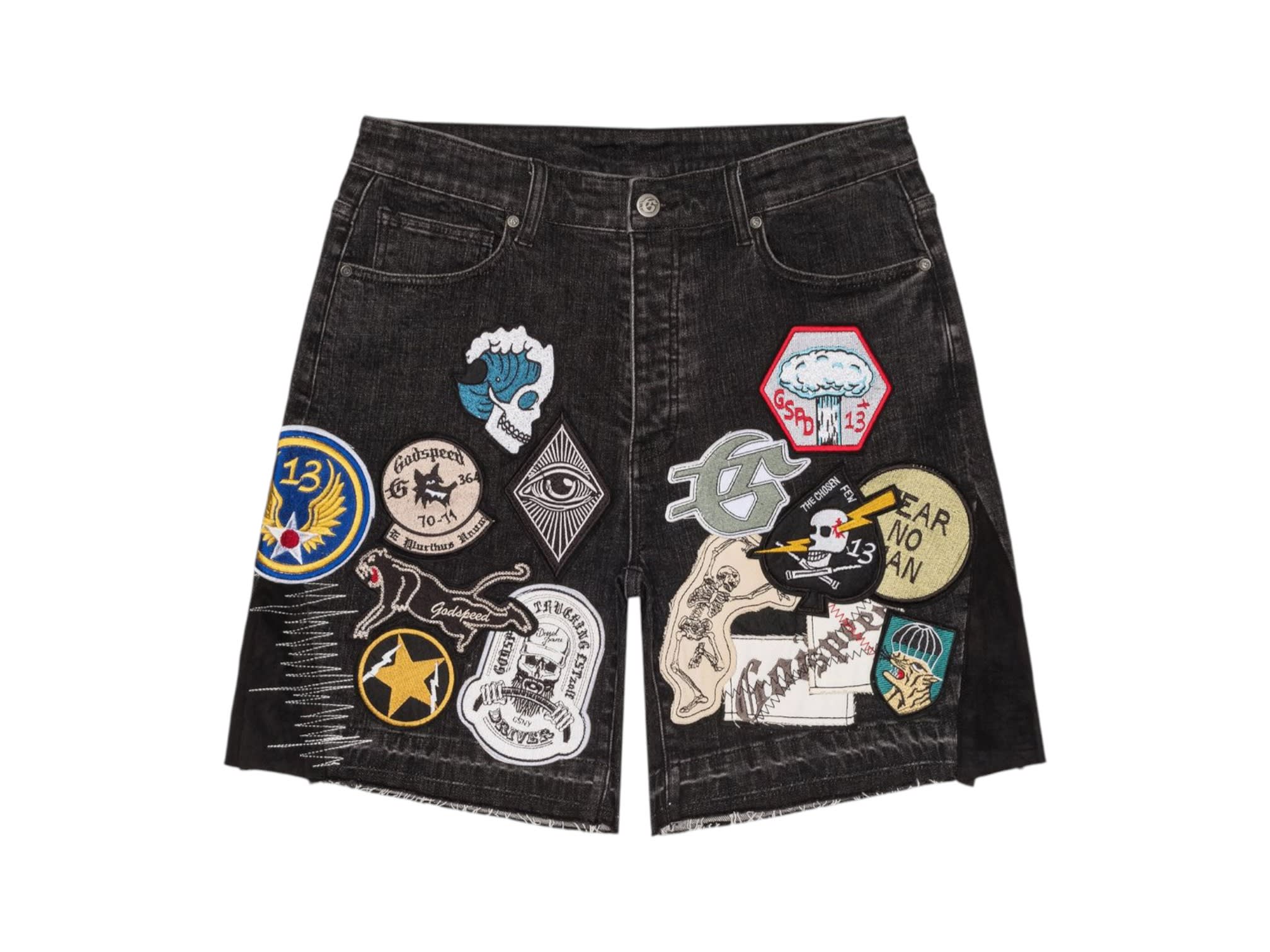 Godspeed Patchwork Denim Shorts V2 Black