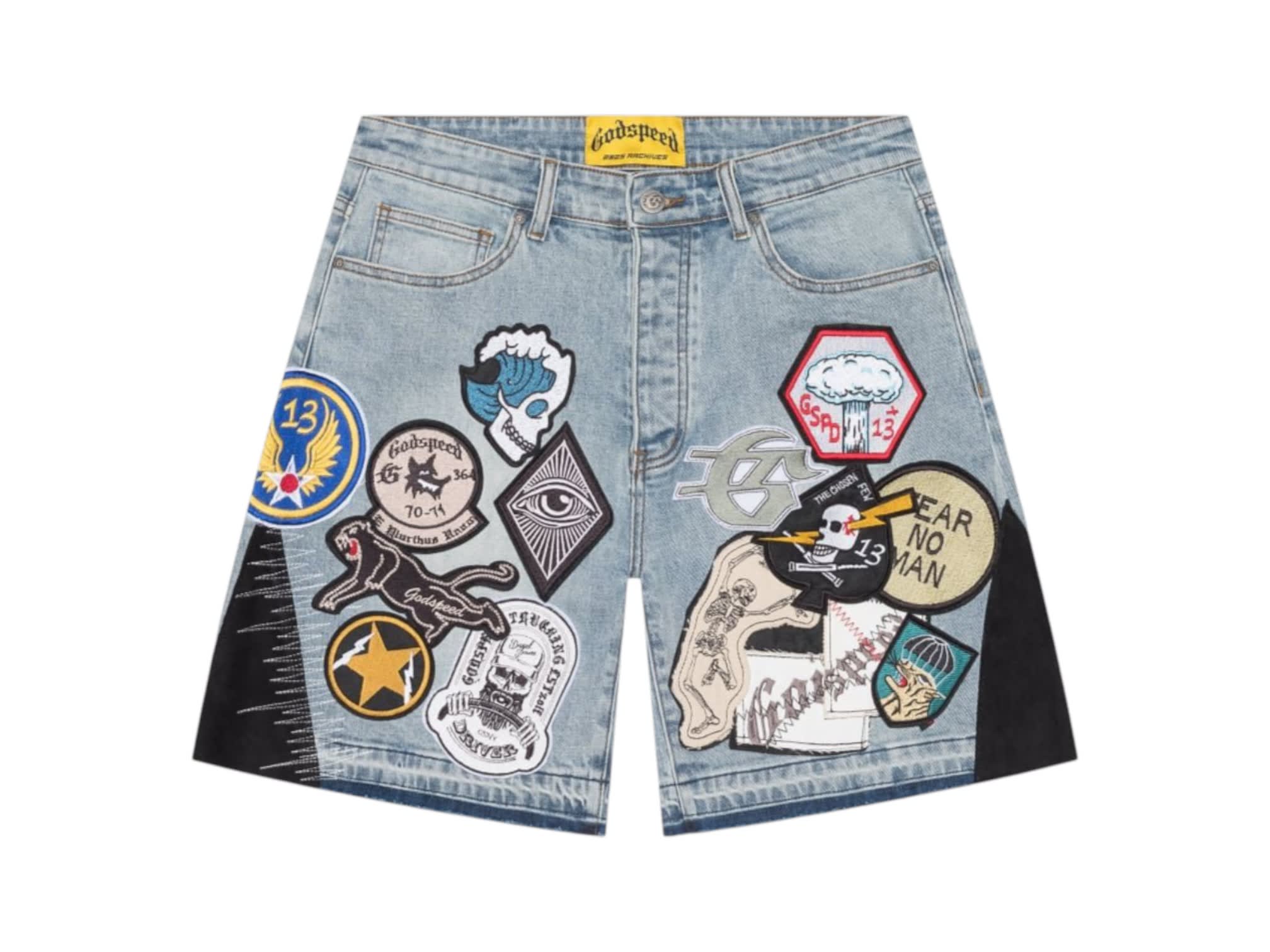 Godspeed Patchwork Denim Shorts V2 Blue