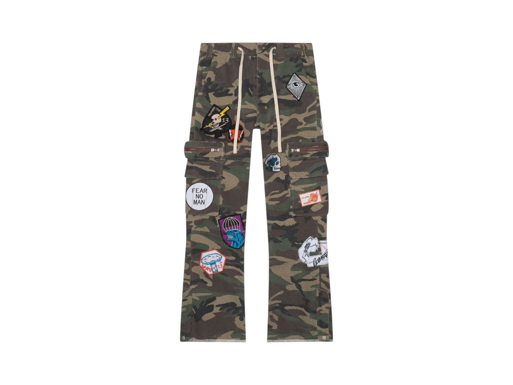 Godspeed Patchwork Flared Cargo Pants Camo