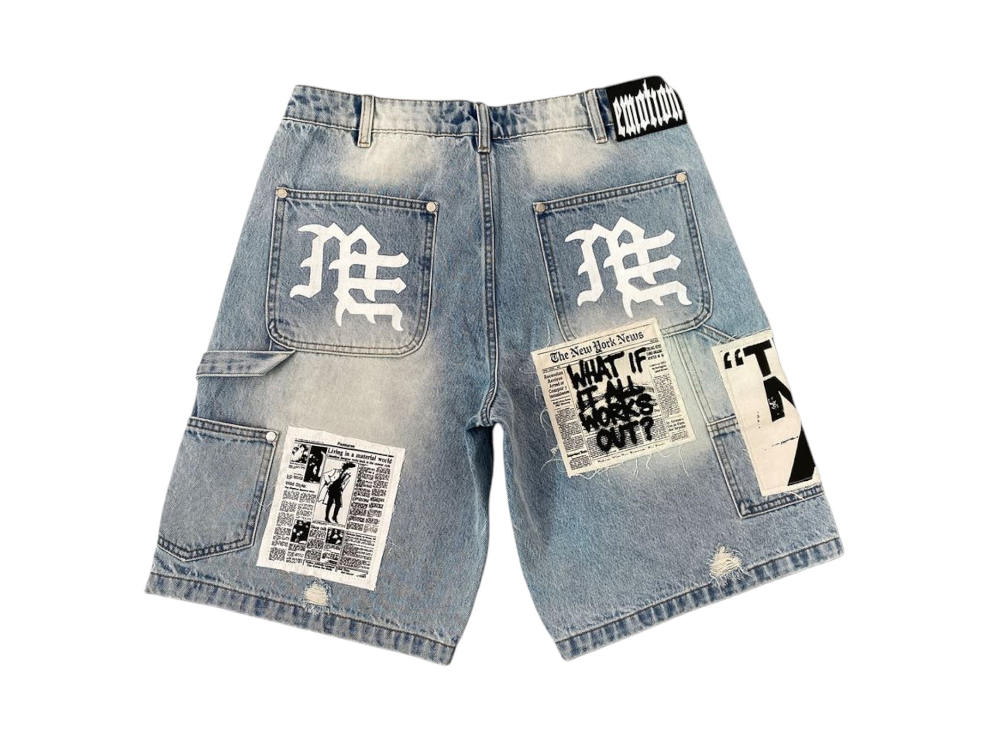 Mixed Emotion AI Denim Shorts Blue
