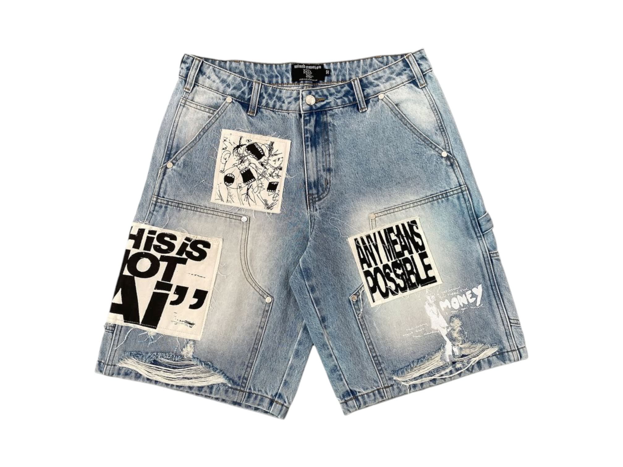 Mixed Emotion AI Denim Shorts Blue