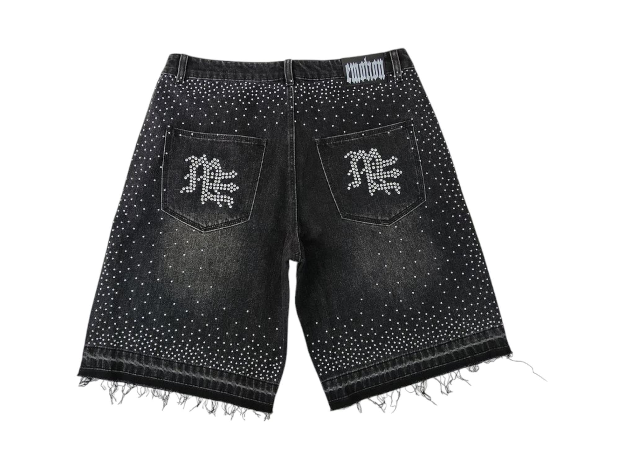Mixed Emotion ME Rhinestone Shorts Black