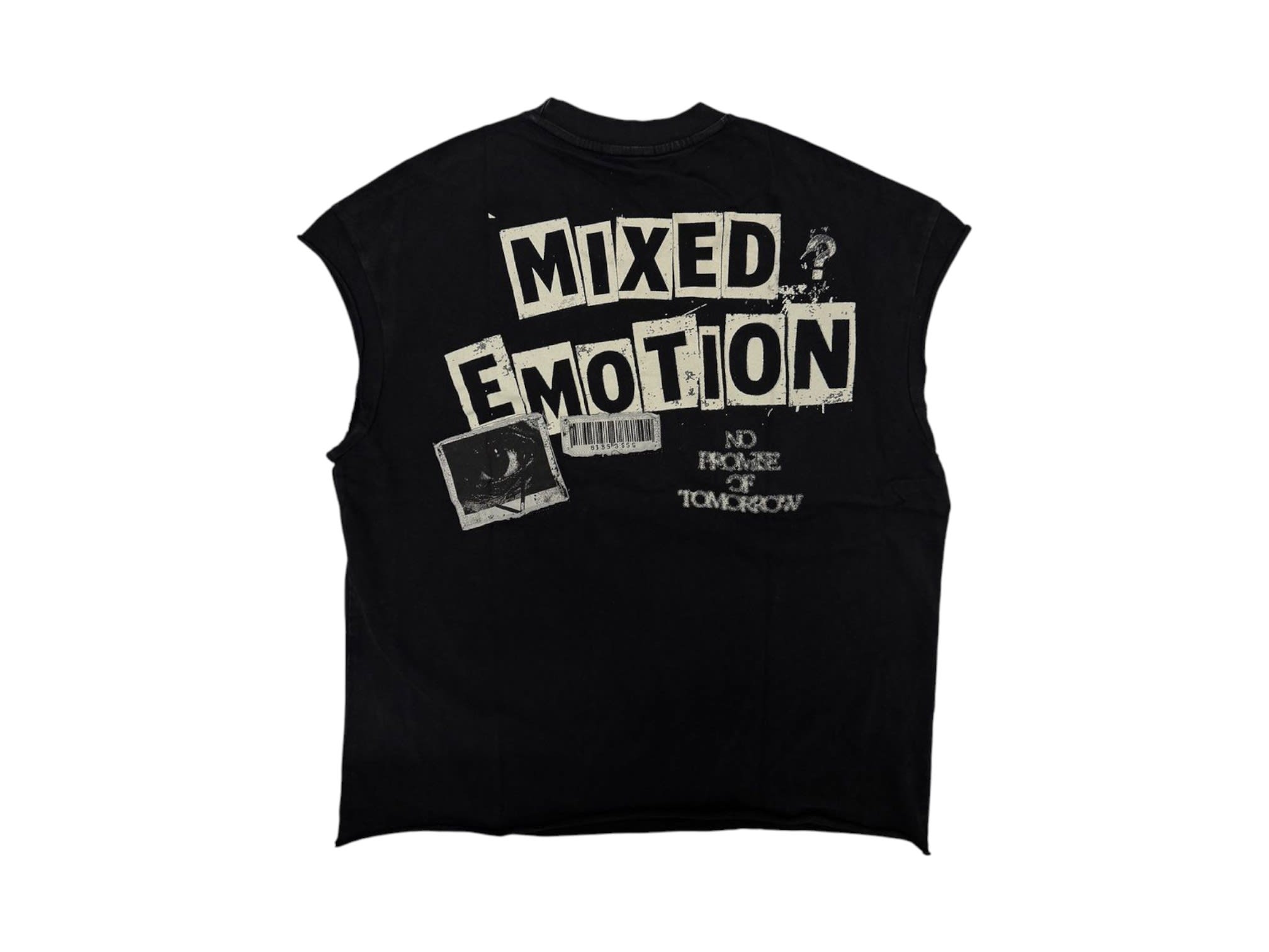Mixed Emotion Newspaper Sleeveless Tee Black