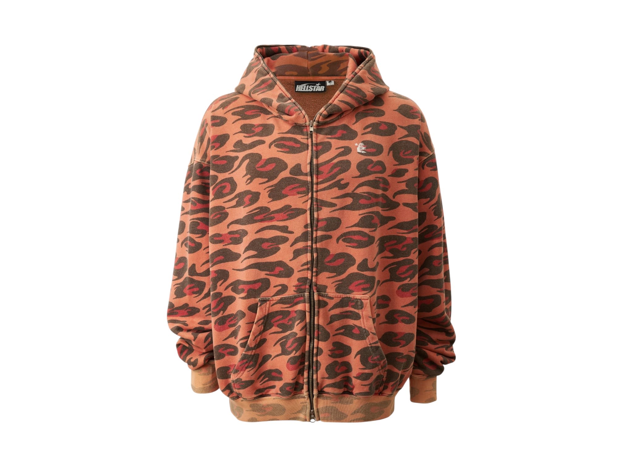 Hellstar Sunfaded Cheetah Zip-Up Red