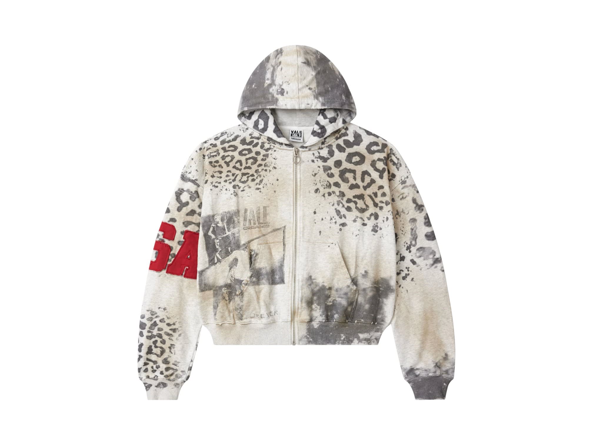 Vale Forever Cheetah Zip Up Hoodie Grey