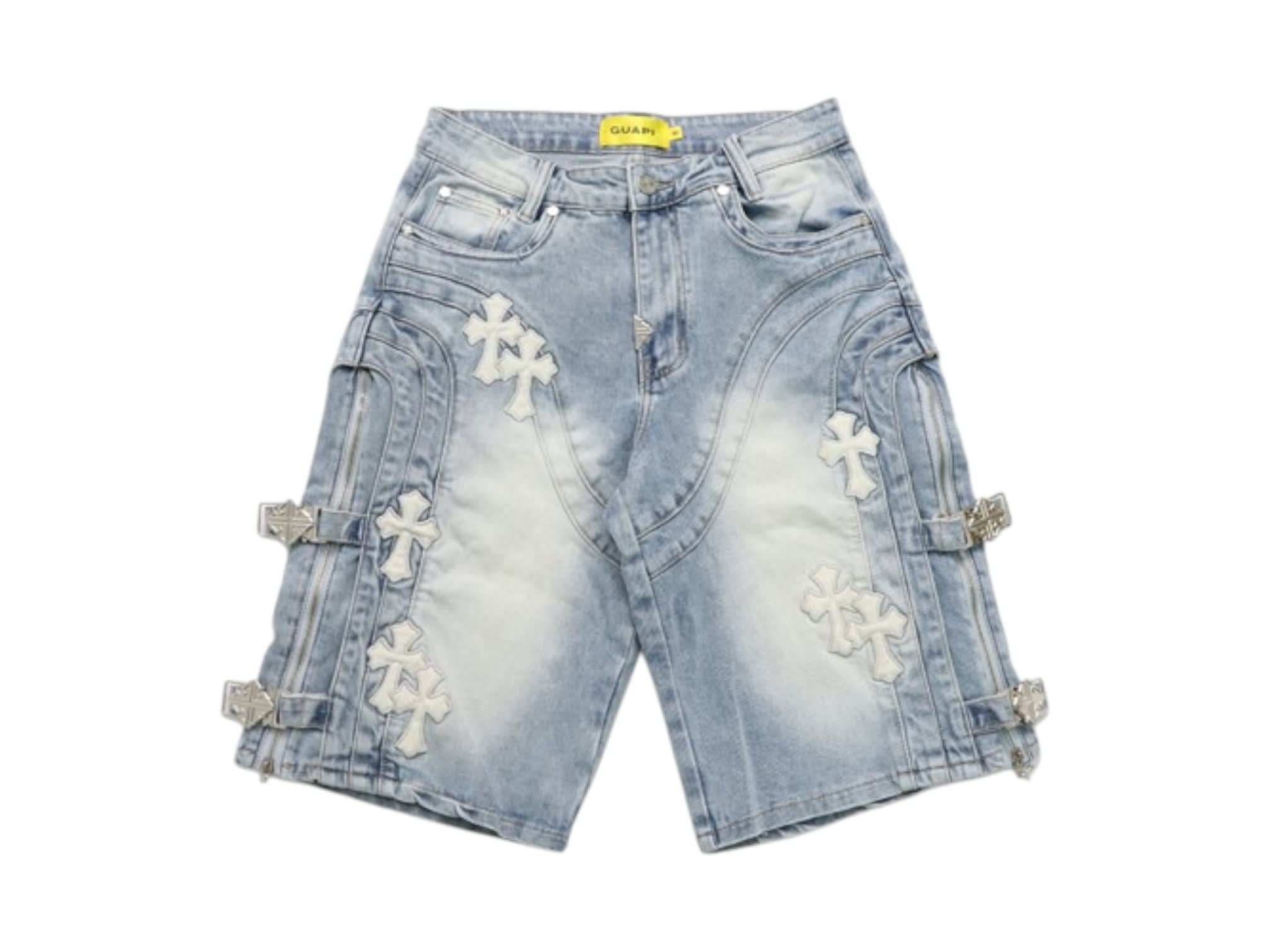 GUAPI Cross Buckle Shorts Aqua Blue