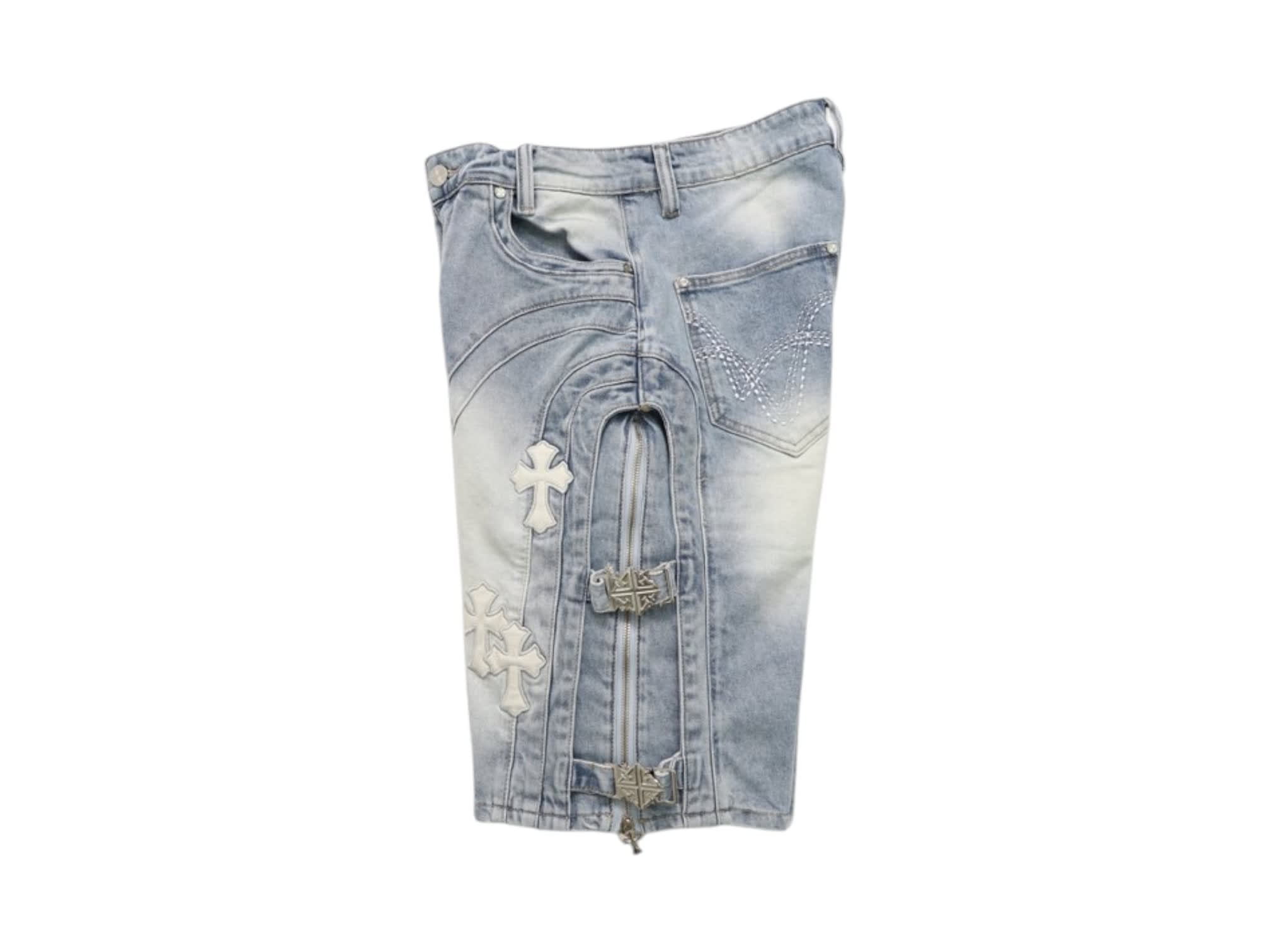 GUAPI Cross Buckle Shorts Aqua Blue