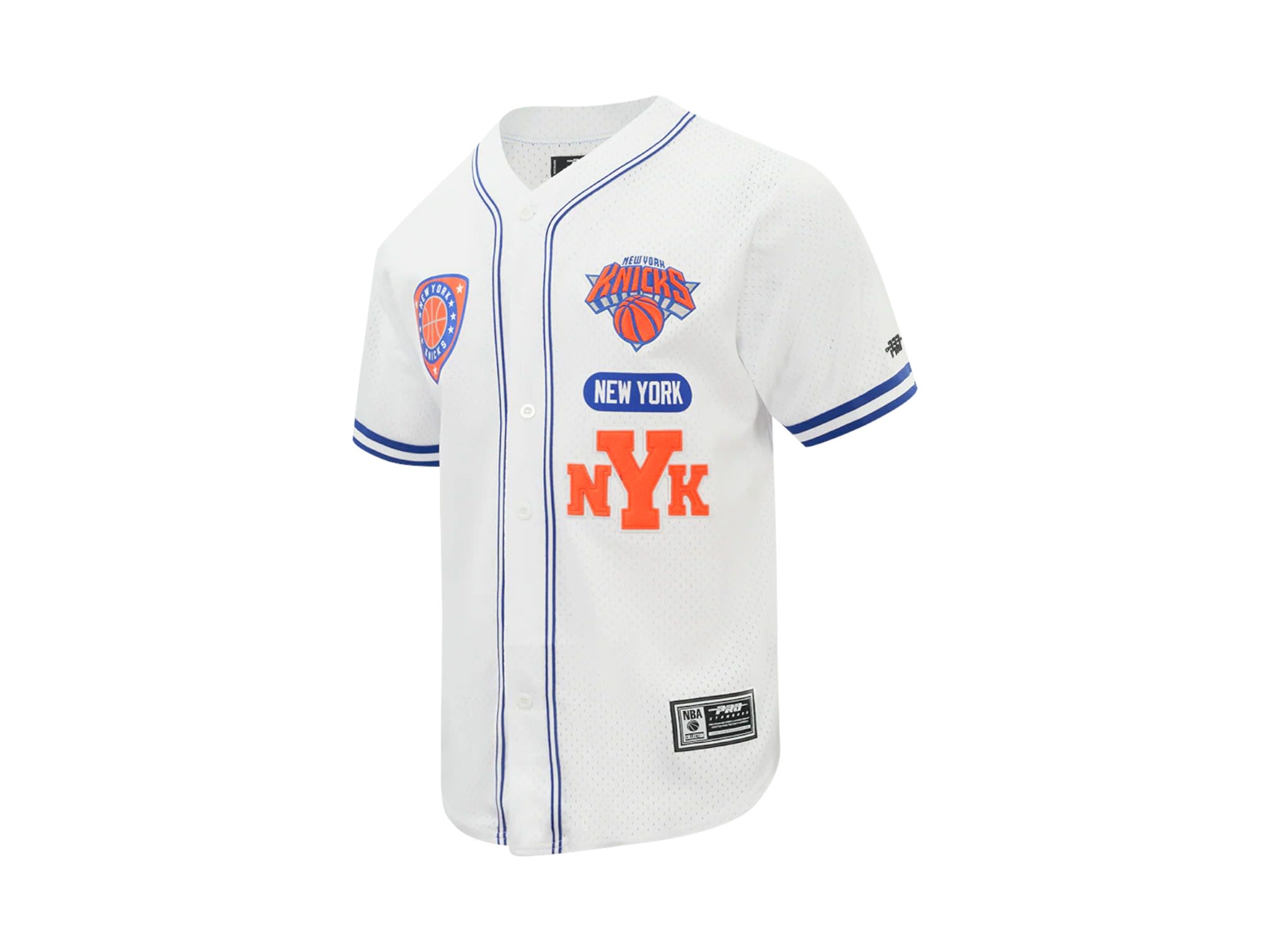 Pro Standard NBA New York Knicks Letterman Mesh Button Down Shirt White
