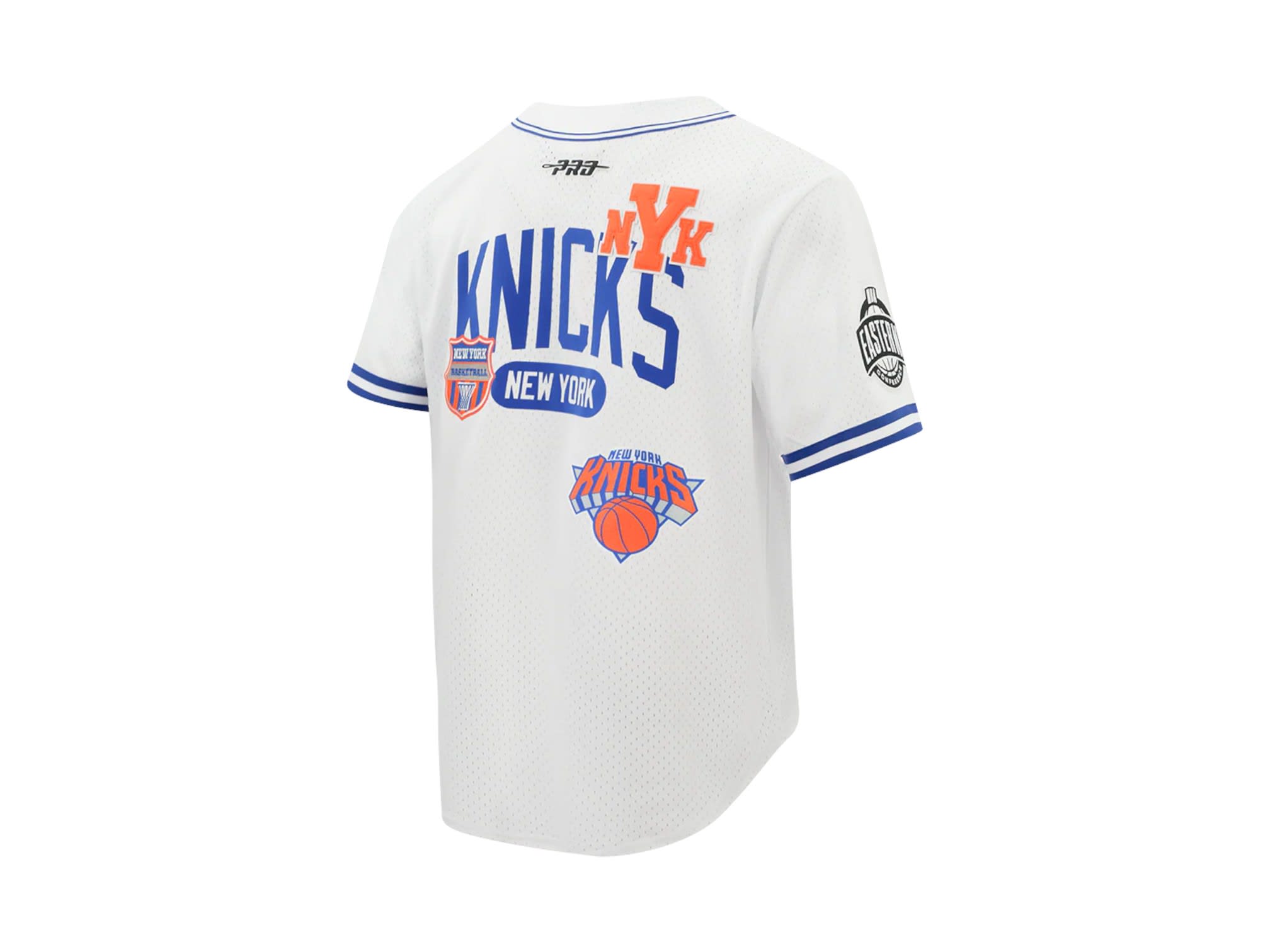 Pro Standard NBA New York Knicks Letterman Mesh Button Down Shirt White