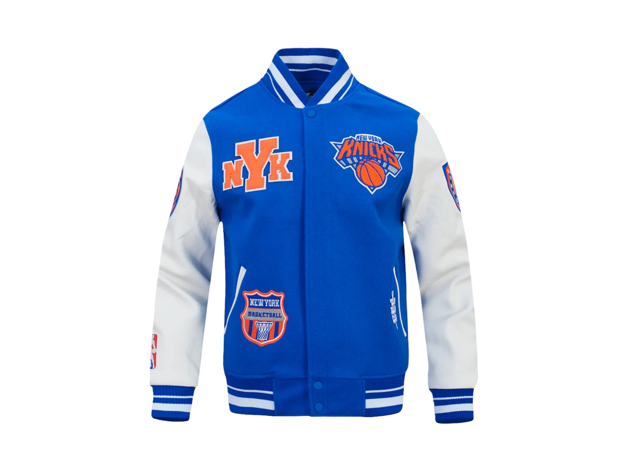 Pro Standard NBA New York Knicks Letterman Rib Wool Varsity Jacket Royal Blue