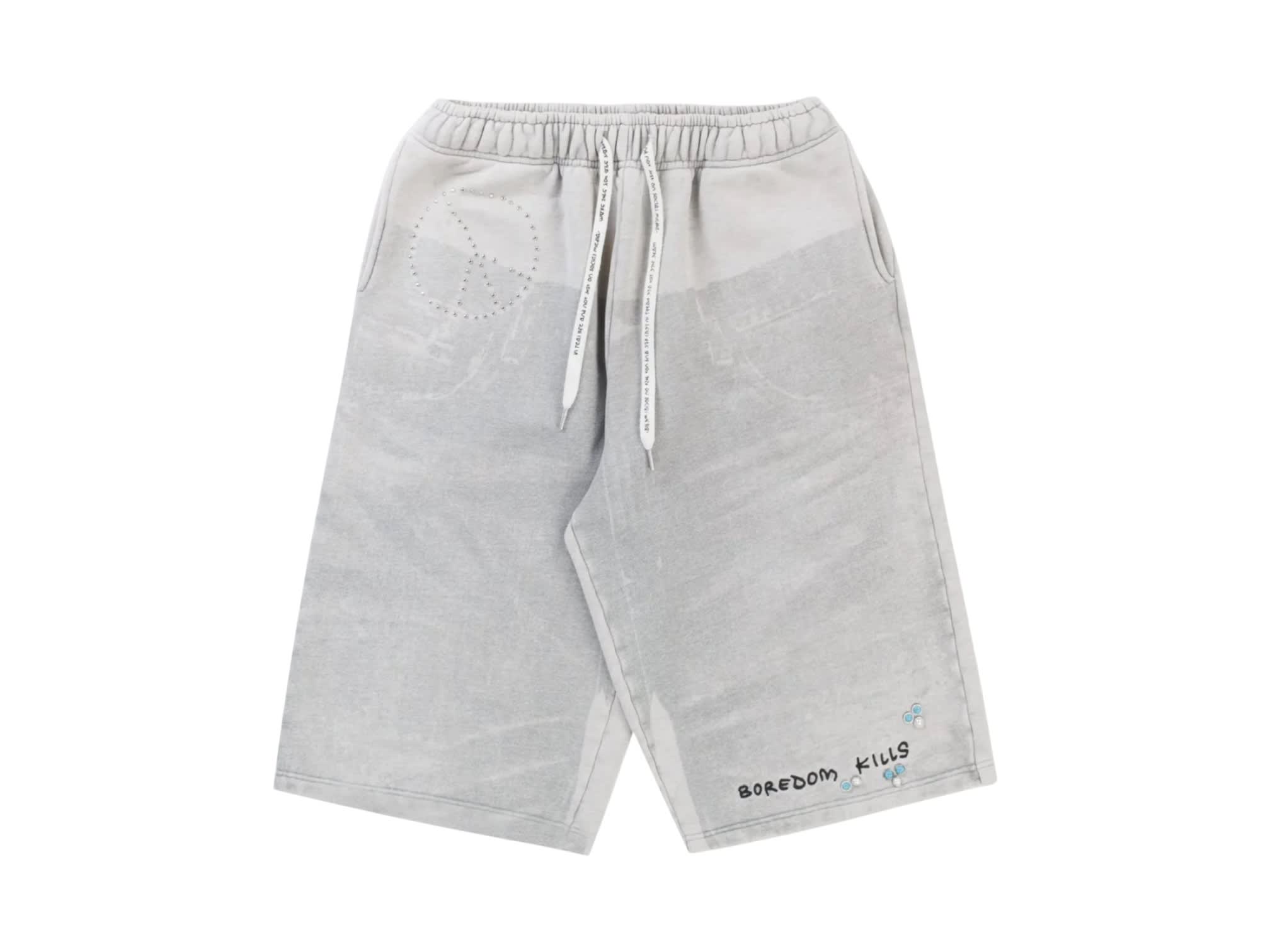 Boredom Kills Denim Print Sweatshorts Grey