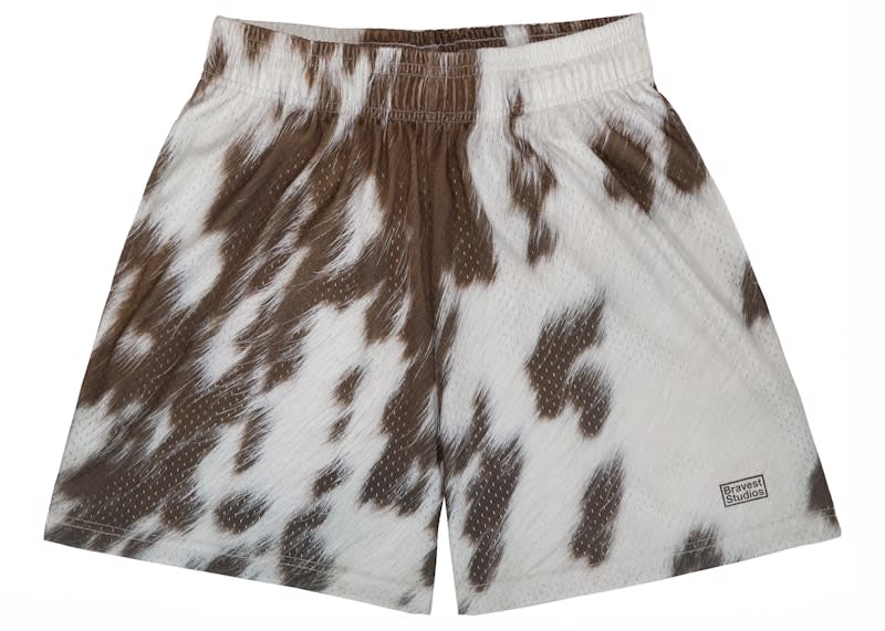 Bravest Studios Cow Print Shorts Brown/White