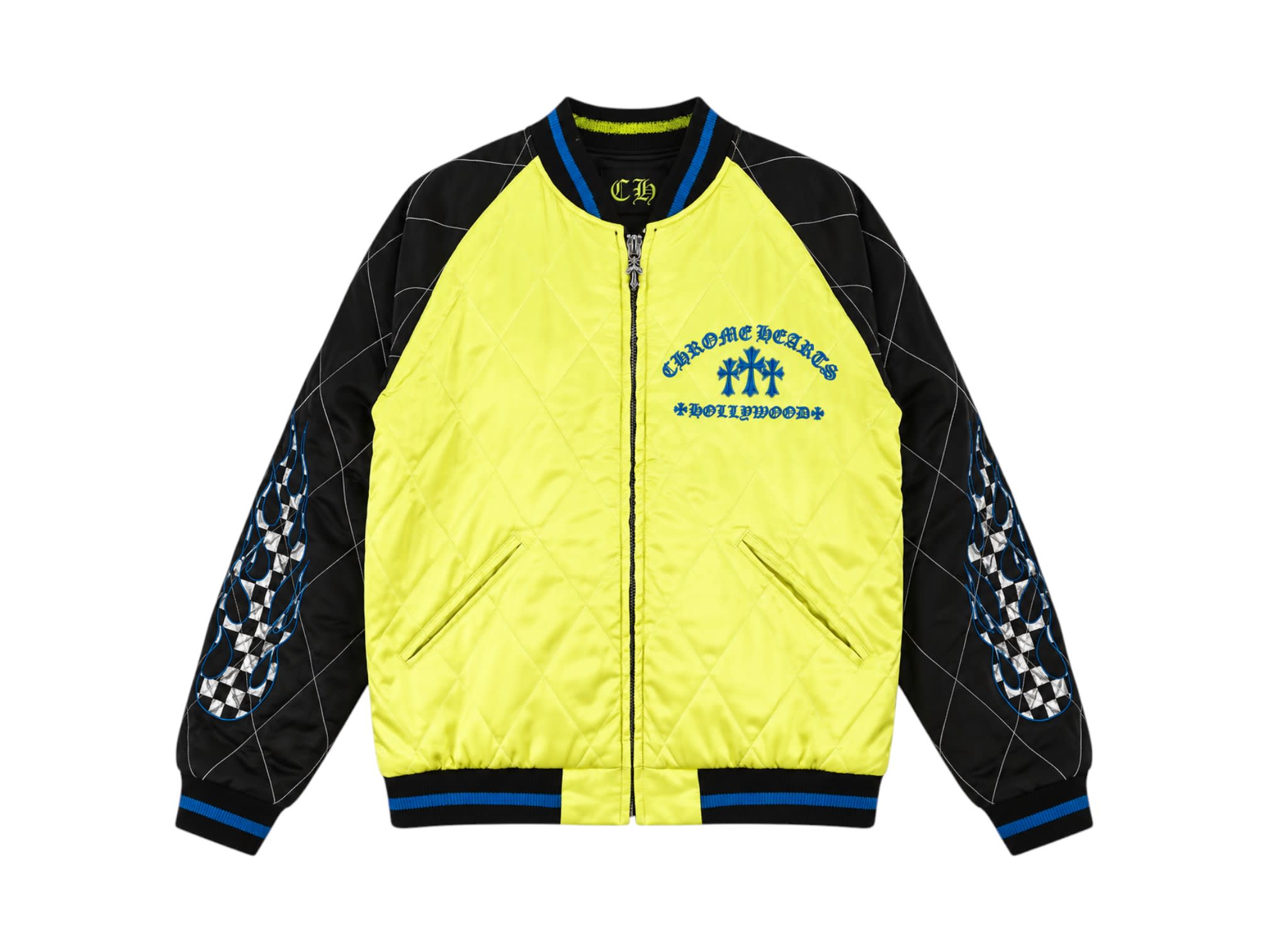 Chrome Hearts Matty Boy Flaming Youth Reversible Bomber Jacket Black/Yellow