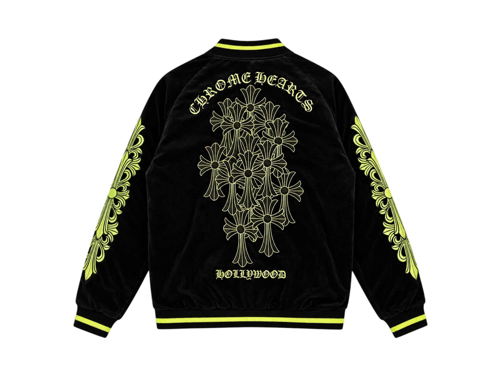 Chrome Hearts Matty Boy Flaming Youth Reversible Bomber Jacket Black/Yellow