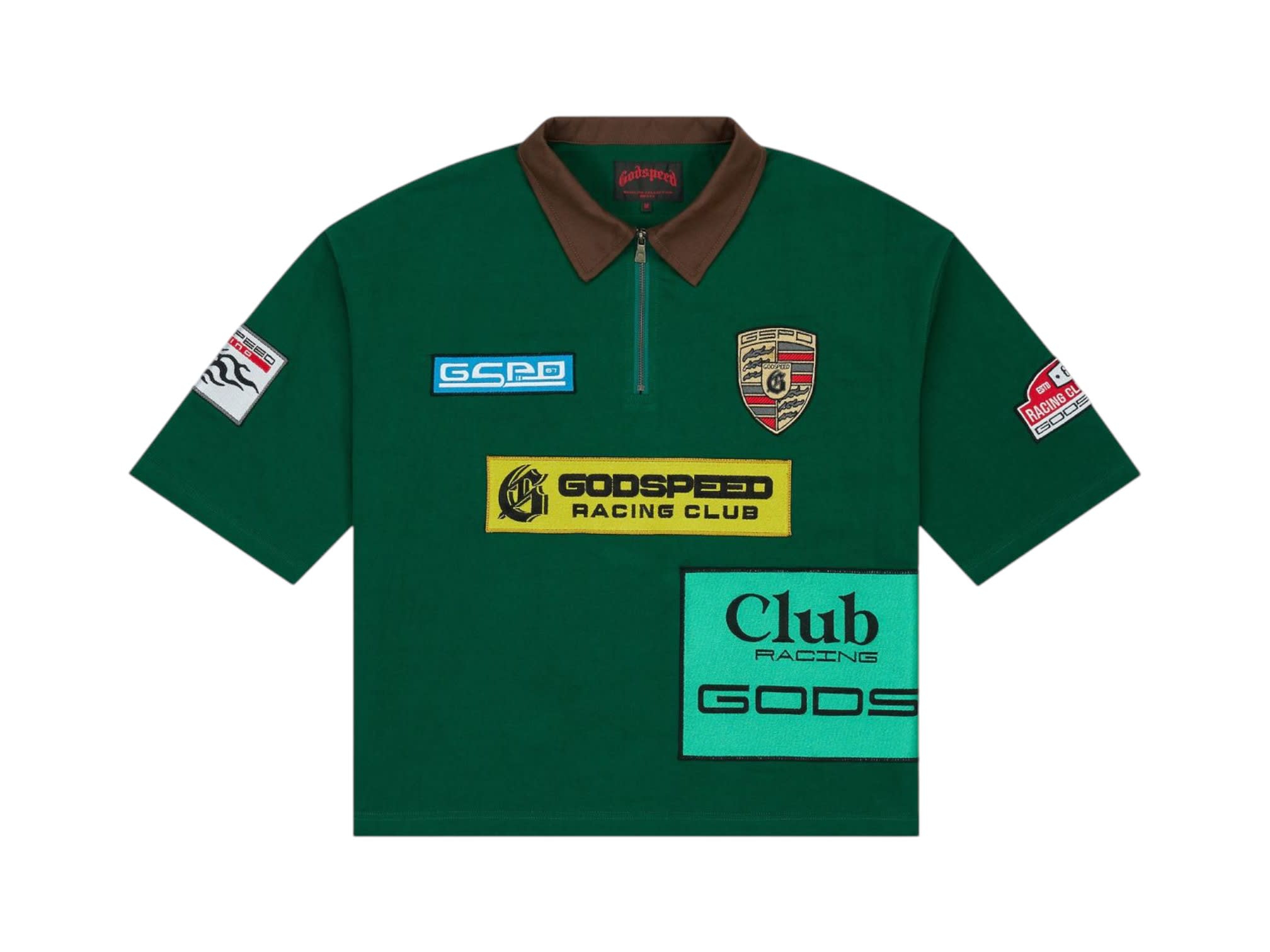 Godspeed Grc Quarter Zip Short Sleeve Polo Green/Brown