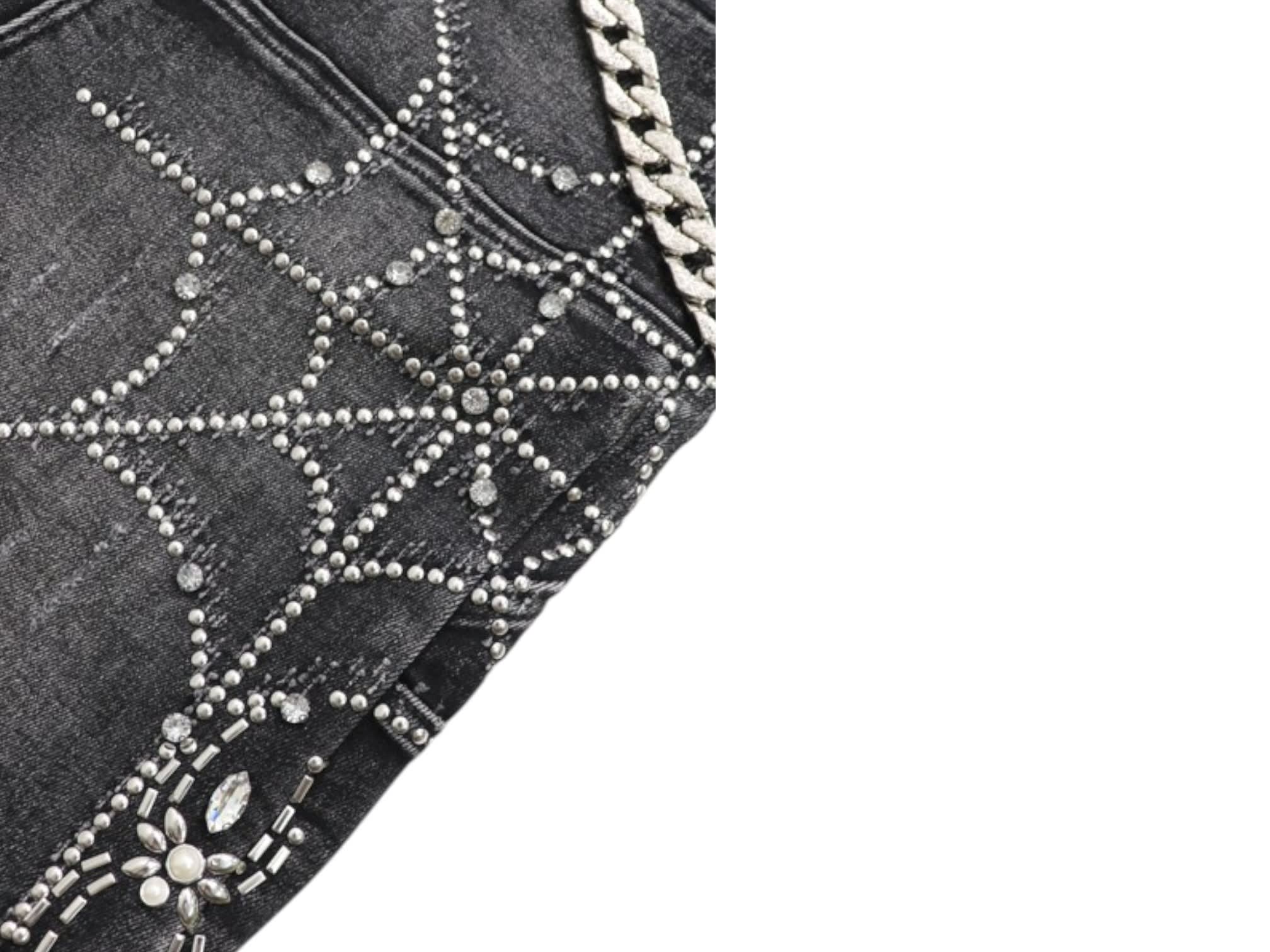 GUAPI Spider Denim Shorts Obsidian Black
