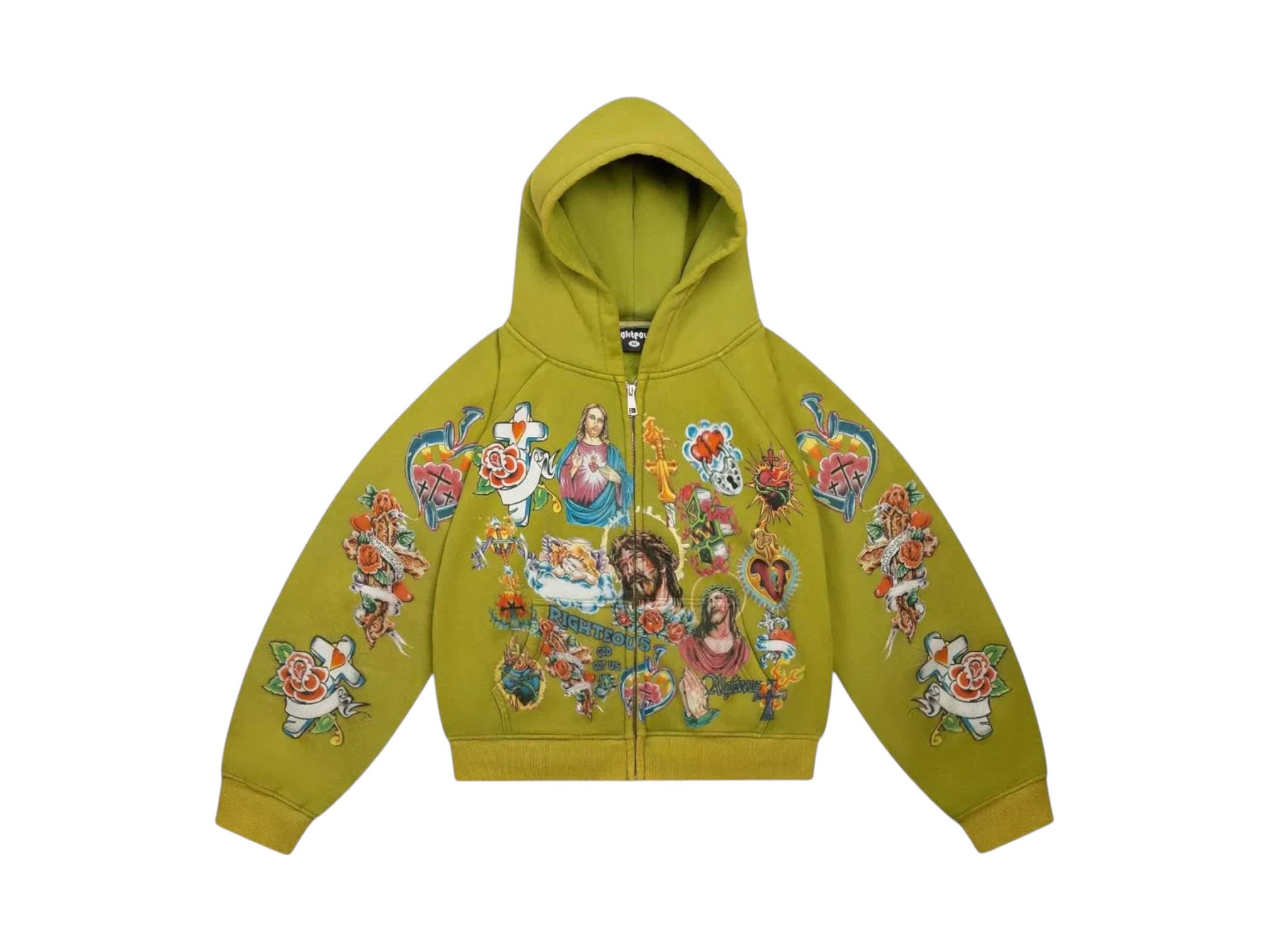 Righteous Risen King Zip Up Hoodie Green