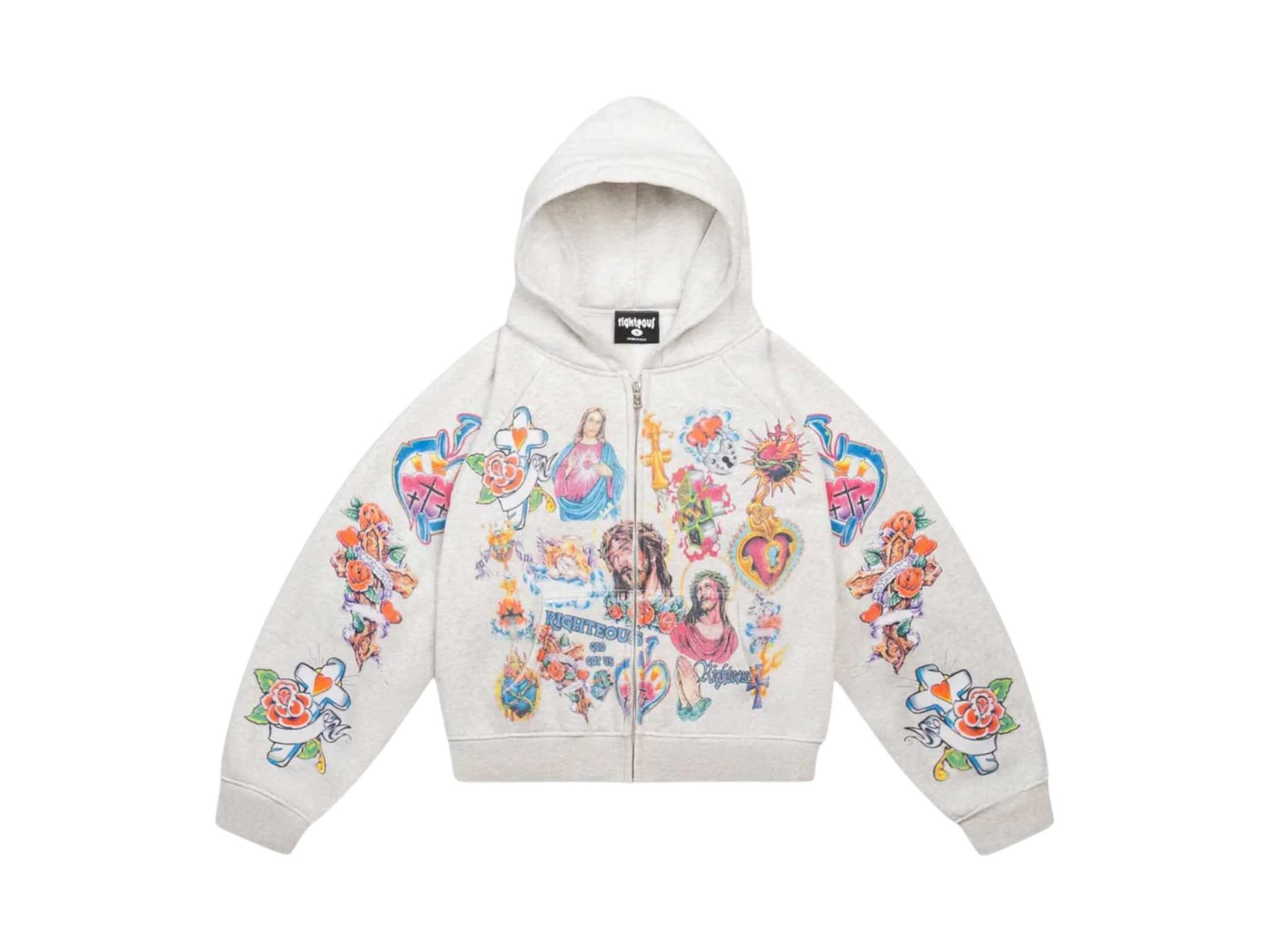 Righteous Risen King Zip Up Hoodie Grey
