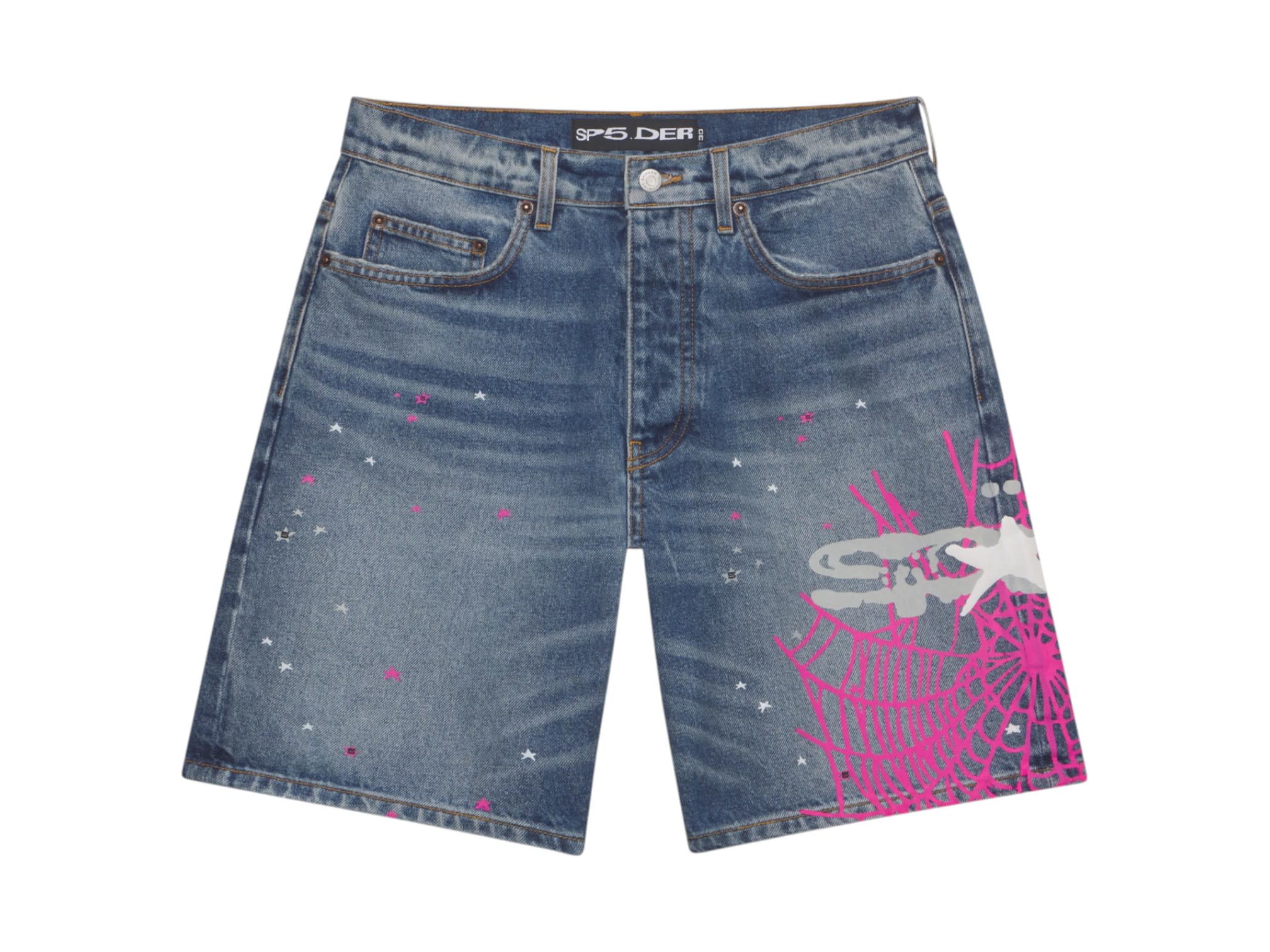 Sp5der Heavy Web Denim Short Light Blue Wash