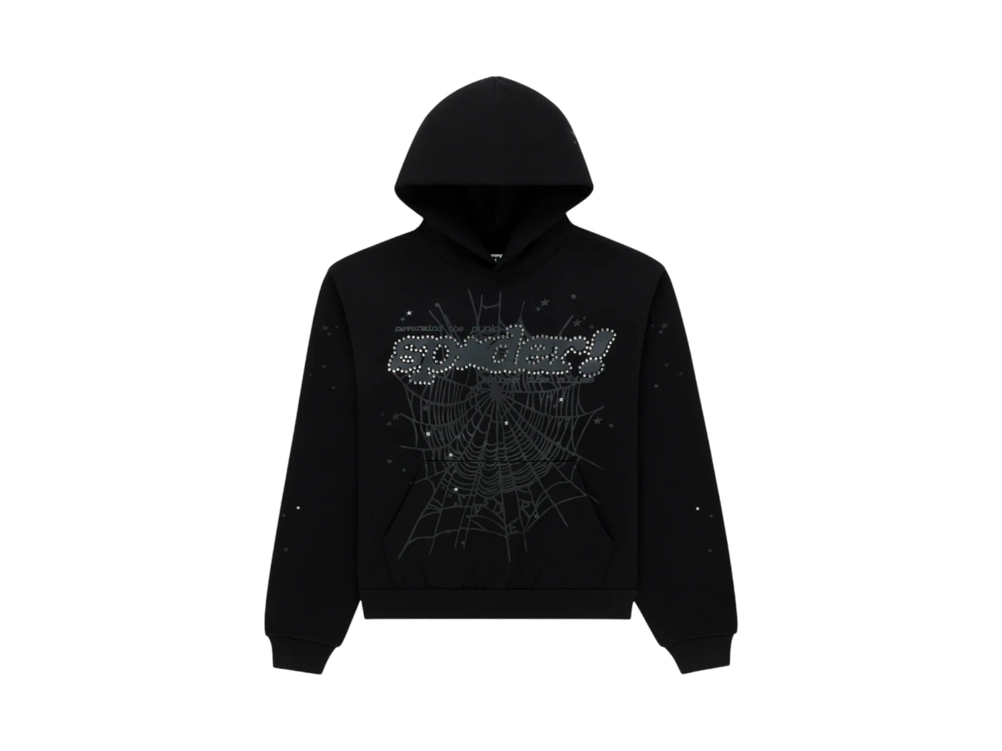 Sp5der Rhinestone Punk V2 Hoodie Black