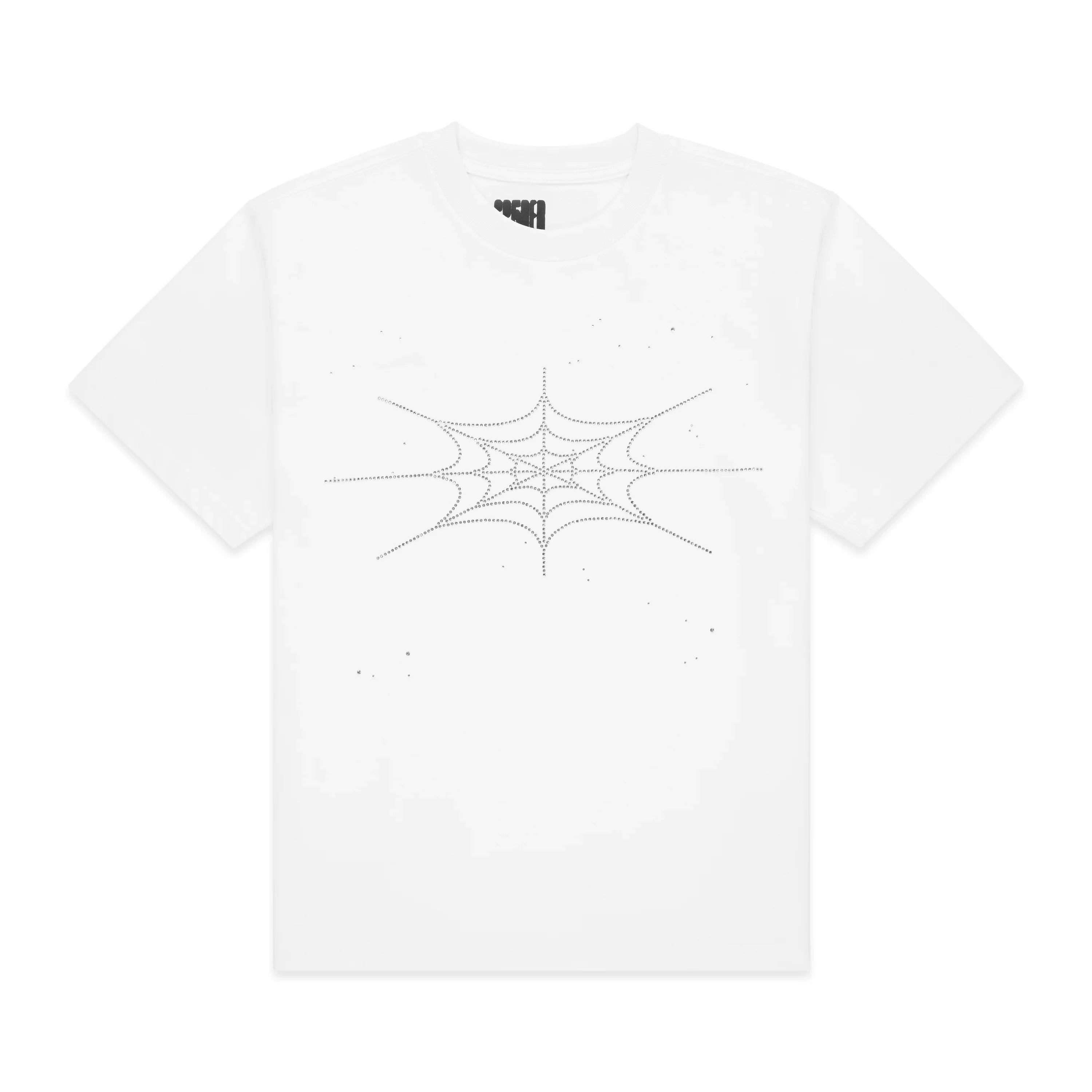 Sp5der Rhinestone Silk T-Shirt White