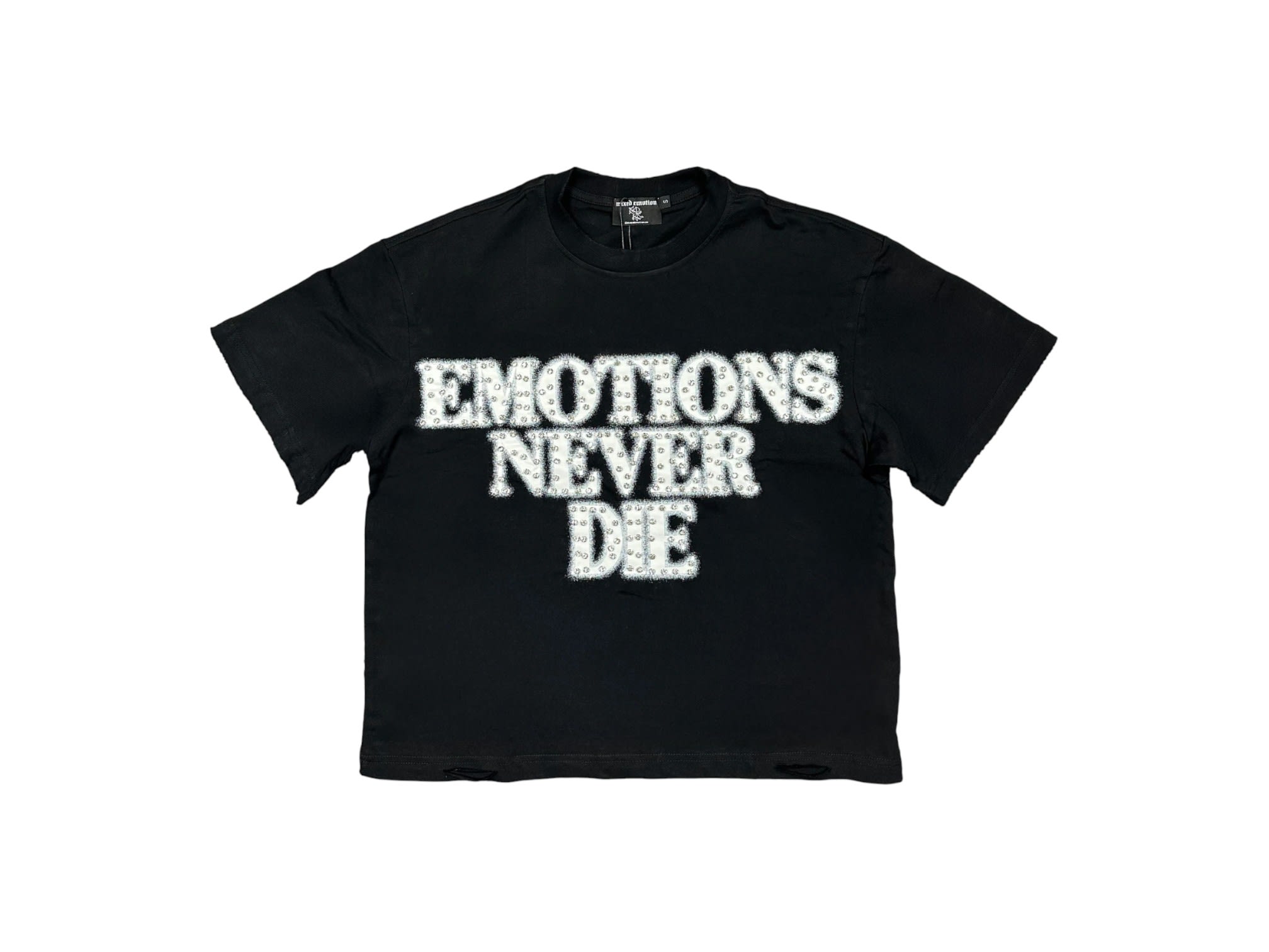 Mixed Emotion End Rhinestone T-Shirt Black/White