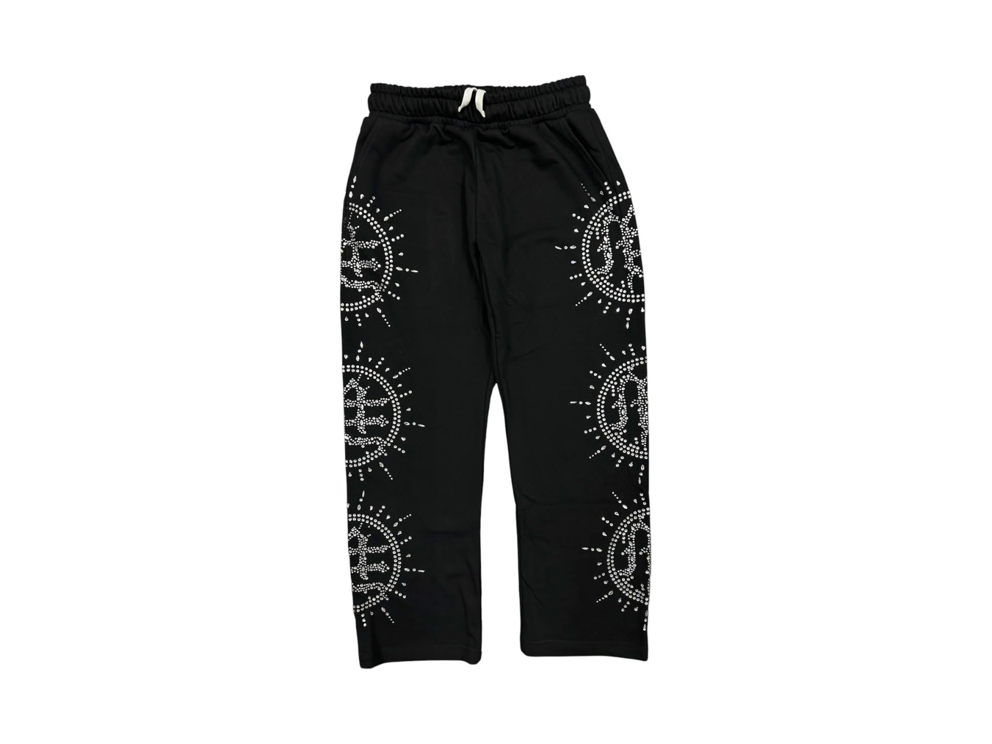 Mixed Emotion Eclipse Rhinestone Sweatpants Black