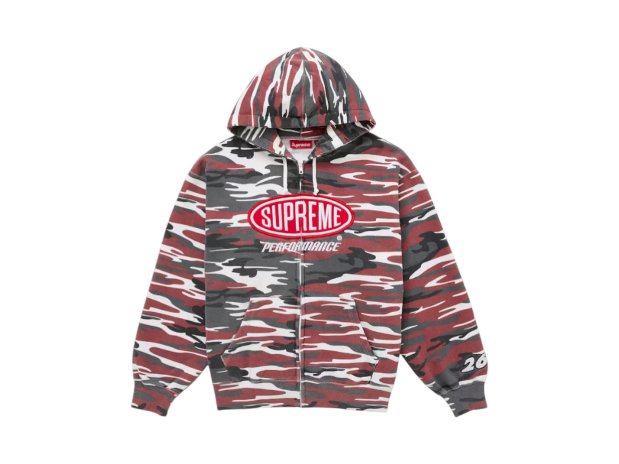 Supreme Performance Zip Up Hoodie Red Camo