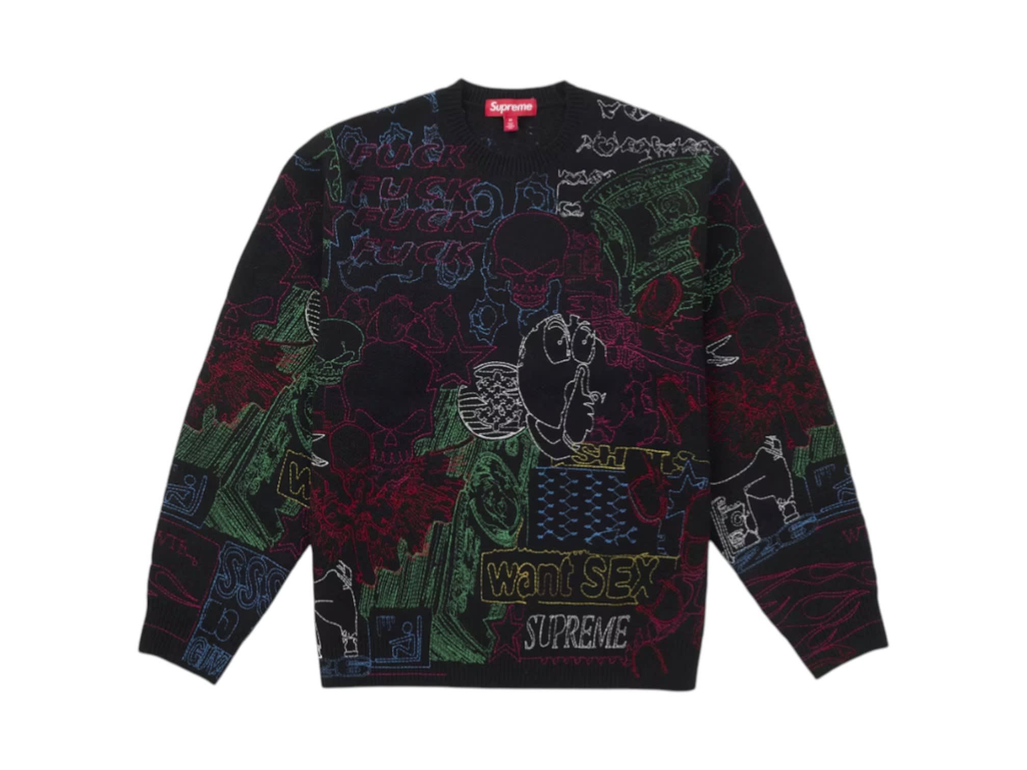 Supreme Collage Embroidered Sweater Black
