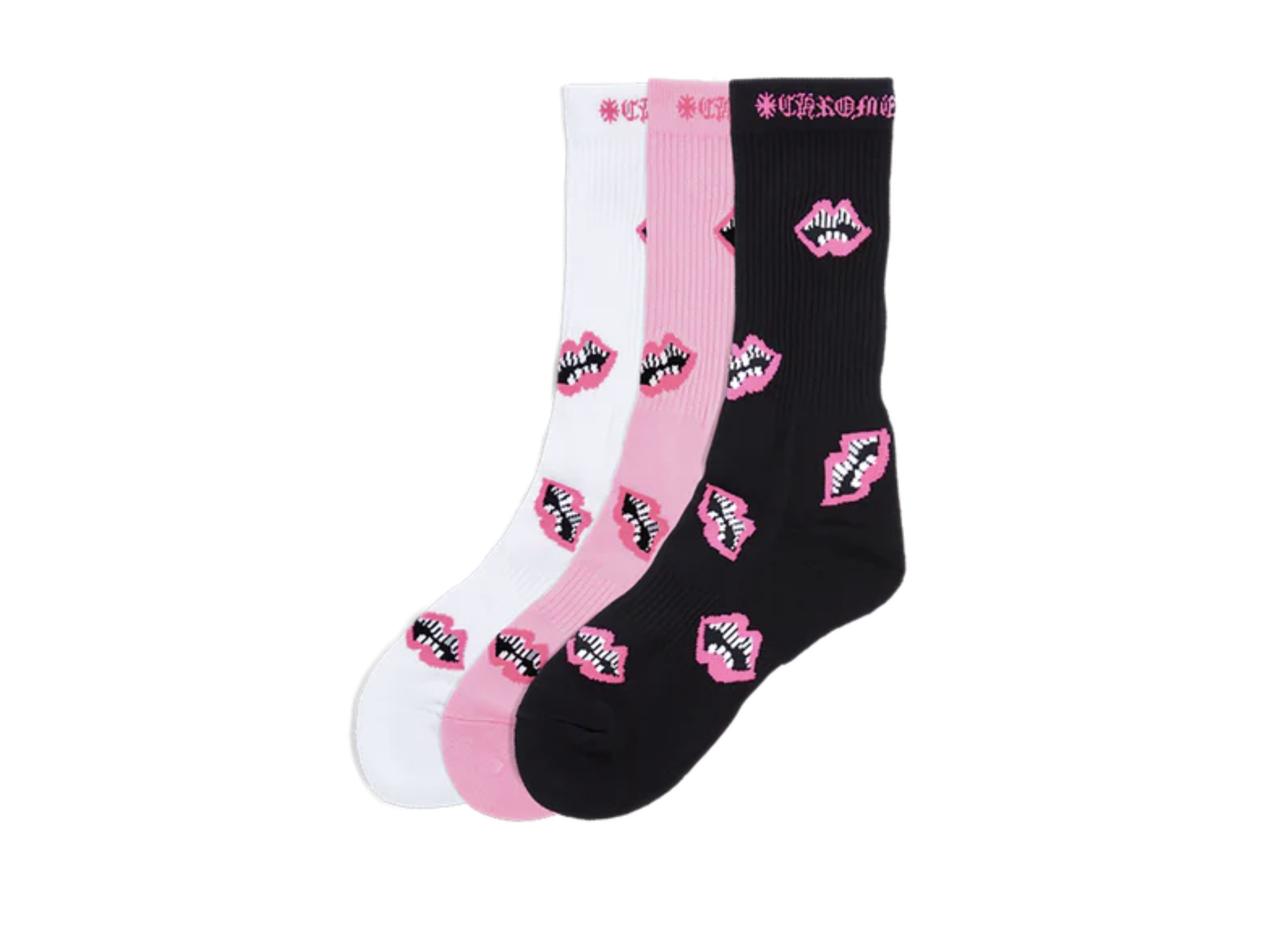 Chrome Hearts 3-Pack Chomper Socks Multicolor