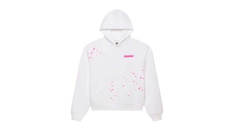 Sp5der Fractured Logo Hoodie White/Pink