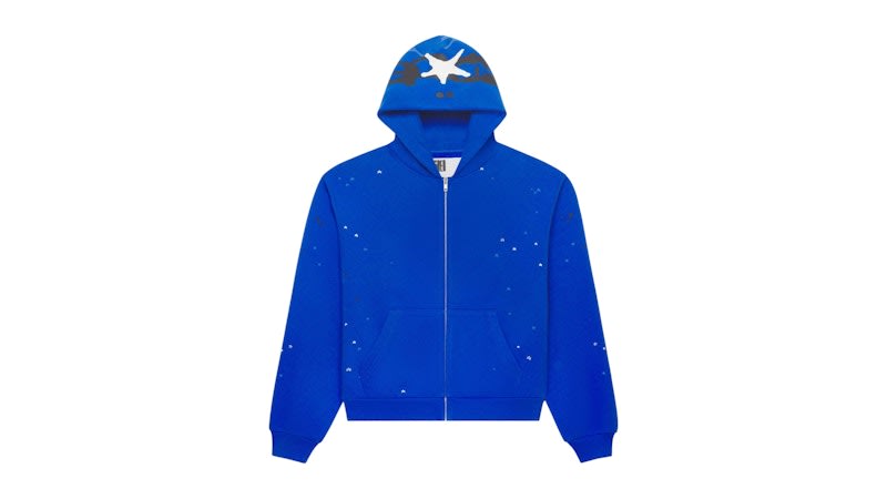 Sp5der Heavy Web Full Zip Hoodie Tory Blue