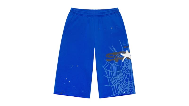 Sp5der Heavy Web Long Sweatshorts Tory Blue