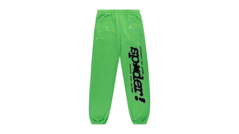 Sp5der Punk V2 Rhinestone Sweatpants Bright Green