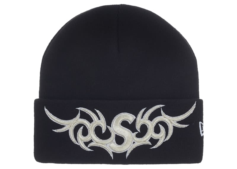 Supreme New Era Tribal S Logo Beanie Black