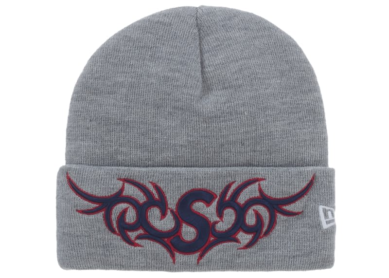 Supreme New Era Tribal S Logo Beanie Heather Grey
