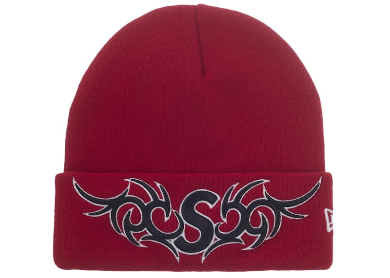 Supreme New Era Tribal S Logo Beanie Red