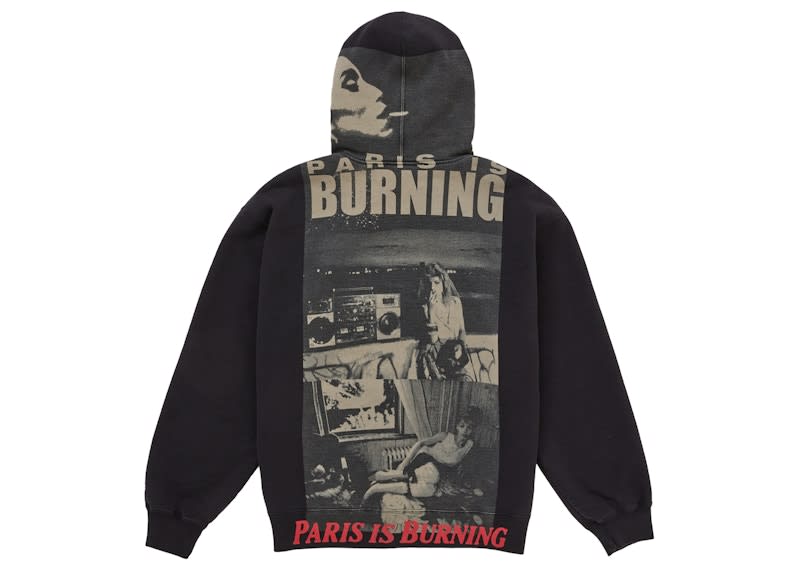 Supreme Paris Is Burning Zip Up Hoodie Black