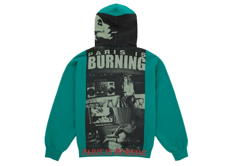 Supreme Paris Is Burning Zip Up Hoodie Green