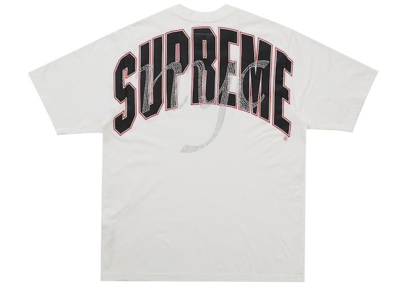 Supreme Rhinestone Script S/S Top White