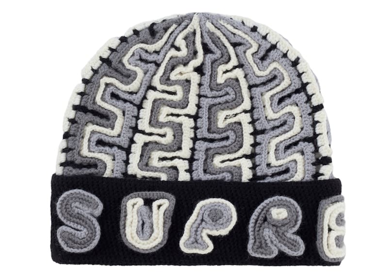 Supreme Yarn Applique Beanie Black