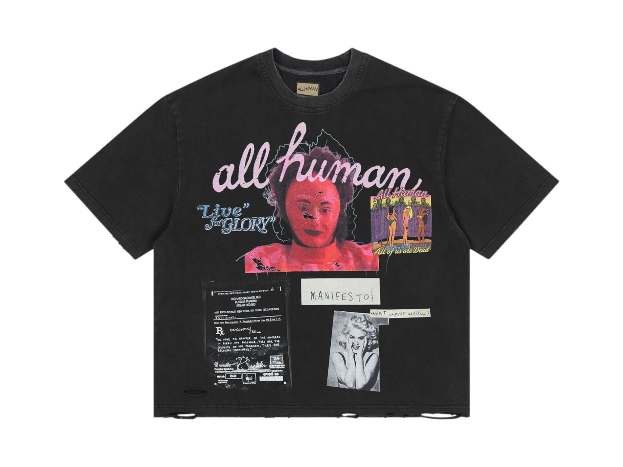 All Human Terapia T-Shirt Distressed Black