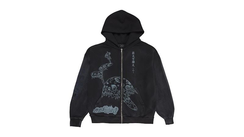 Travis Scott Cactus Jack x Fragment x Takashi Murakami Reborn Zip Hoodie Black