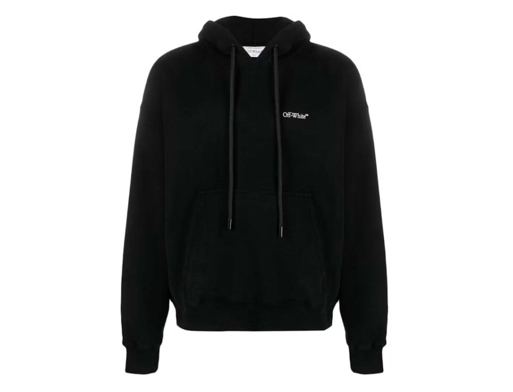 OFF-WHITE Helvetica Logo Embroidered Hoodie Black