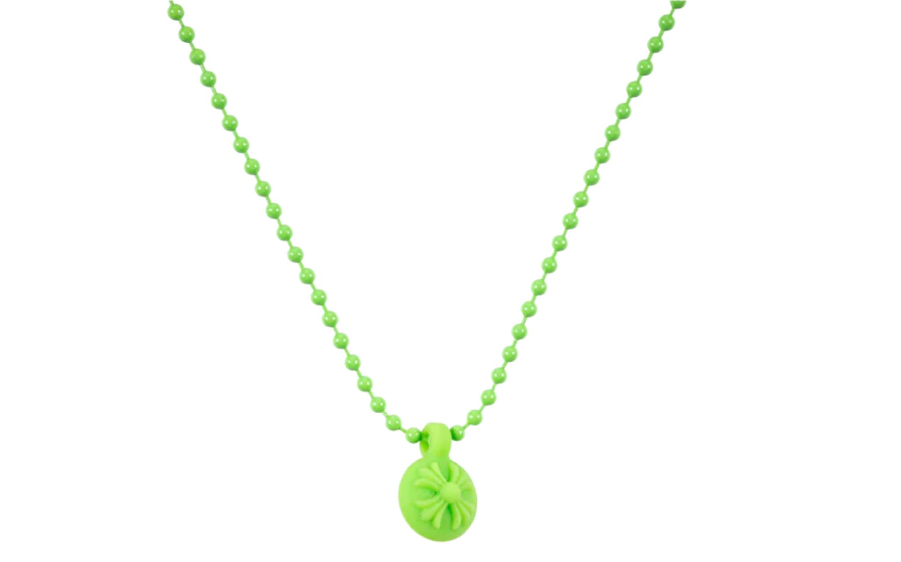 Chrome Hearts Crossball Charm Necklace Green