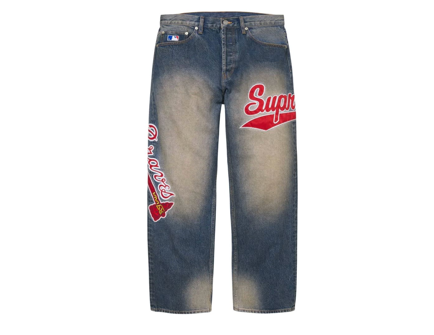 Supreme Mitchell & Ness Atlanta Braves Loose Fit Jean Blue