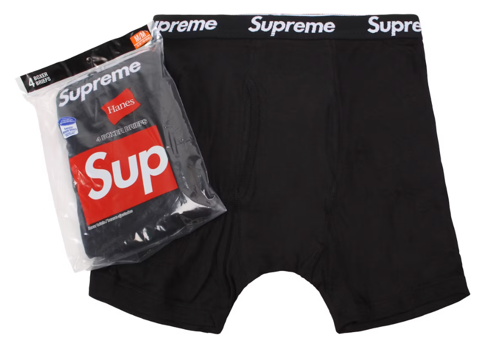 Supreme Hanes Boxer Briefs (4 Pack) Black
