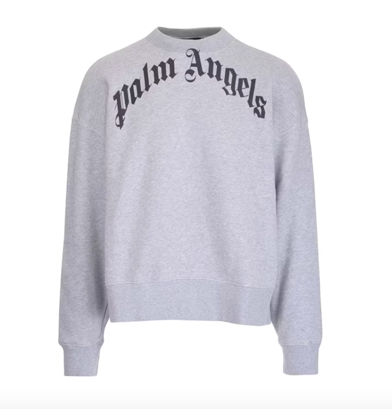 Palm Angels Curved Logo Crewneck Grey/Black