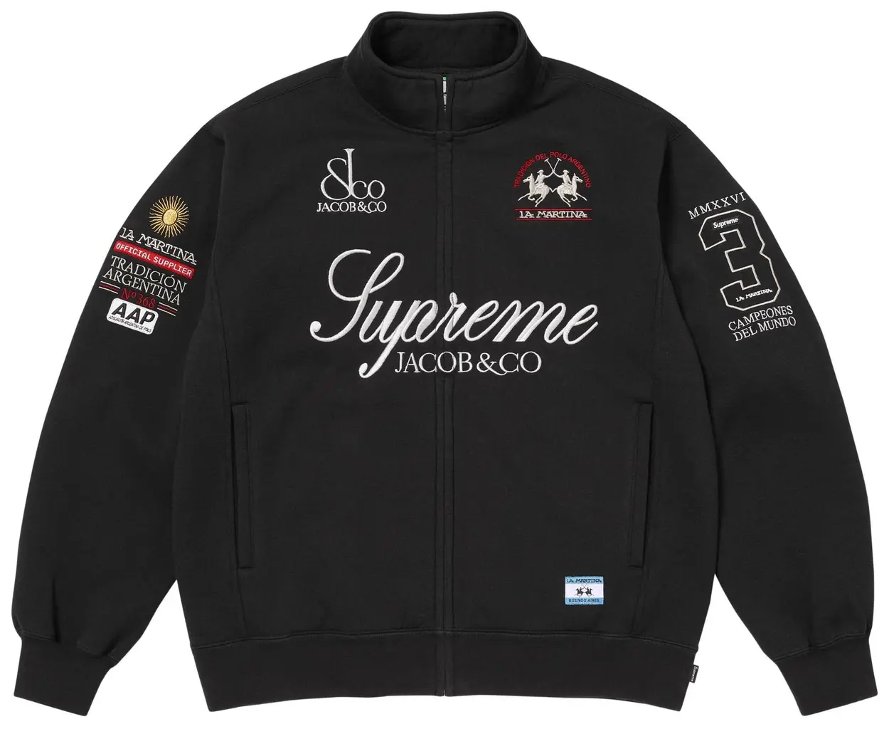 Supreme La Martina Jacob & Co Zip Up Sweatshirt Black